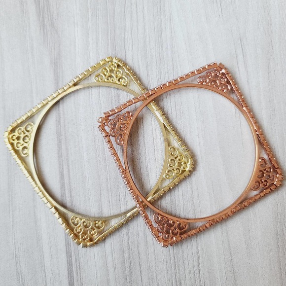 Jewelry - Set of (2) rectangular rhinestone Bangle Bracelets